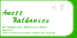 anett malkovics business card